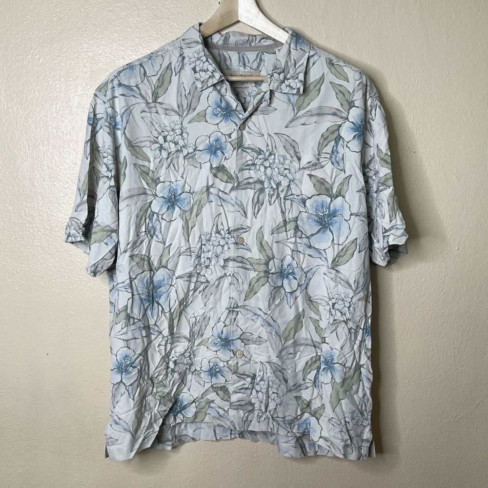 Tommy Bahama Shirt Mens XL Button Up Short Sleeve Original Fit Silk Hawaiian